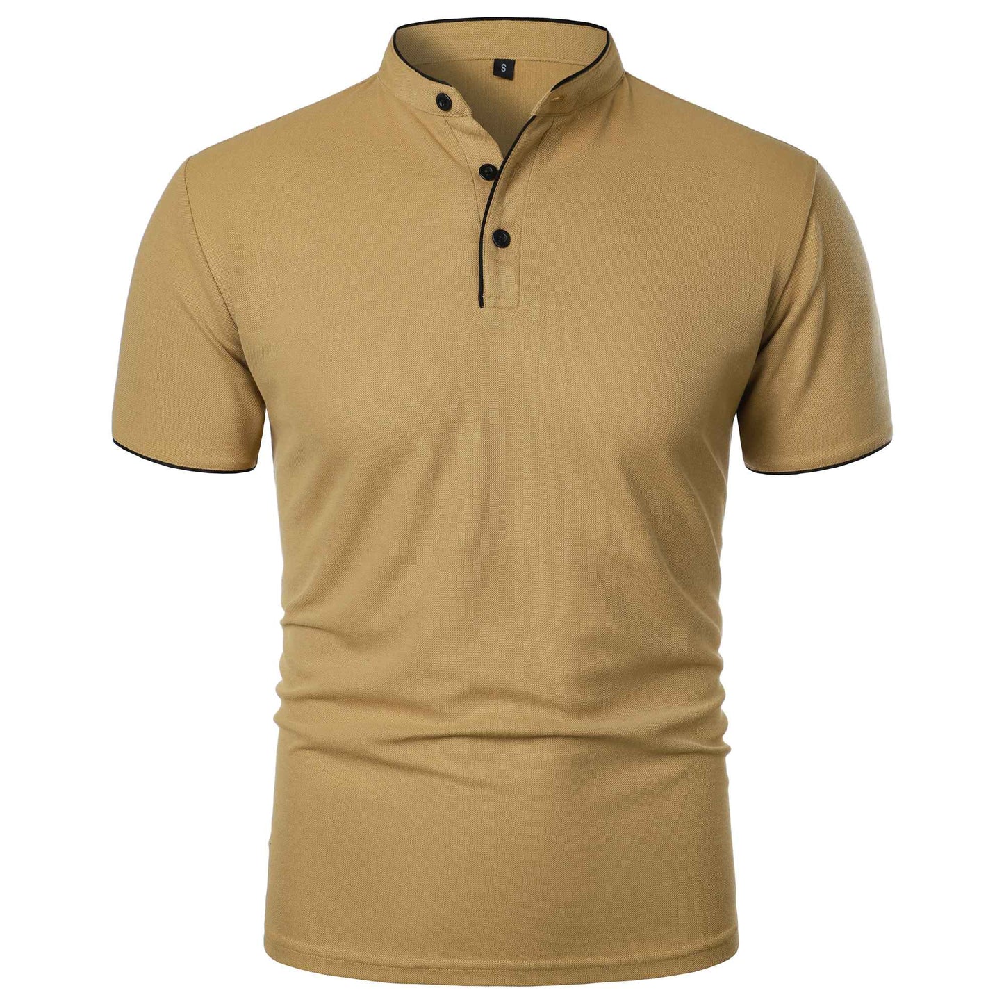 Men's short-sleeved stand-up collar top casual fashion daily solid color short-sleeved stand-up collar T-shirt casual top