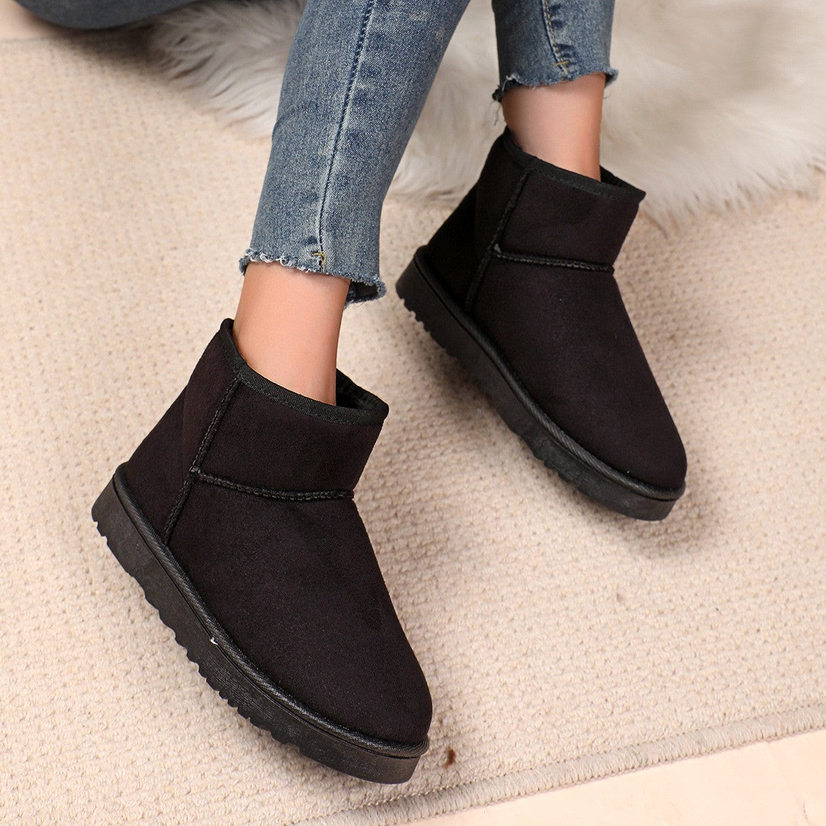 Fashion Winter Brown Short Boots New Platform Shoes Push Size Ankle Boots for Women Waterproof and Warm Snow Boots