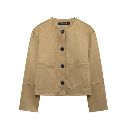 MUJER 2025 Suede Jacket Women Varsity Bomber Jackets for Women New in Coats and Jackets Woman Long Sleeve Women's Winter Jacket