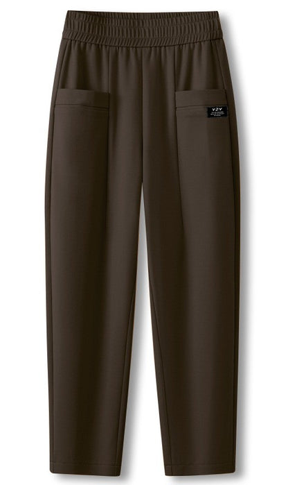 High Waist Straight Leg Pants Women's Fleece Lined Elastic Casual Mom Pants Spring Autumn Winter Polyester Fiber Harlan Pants