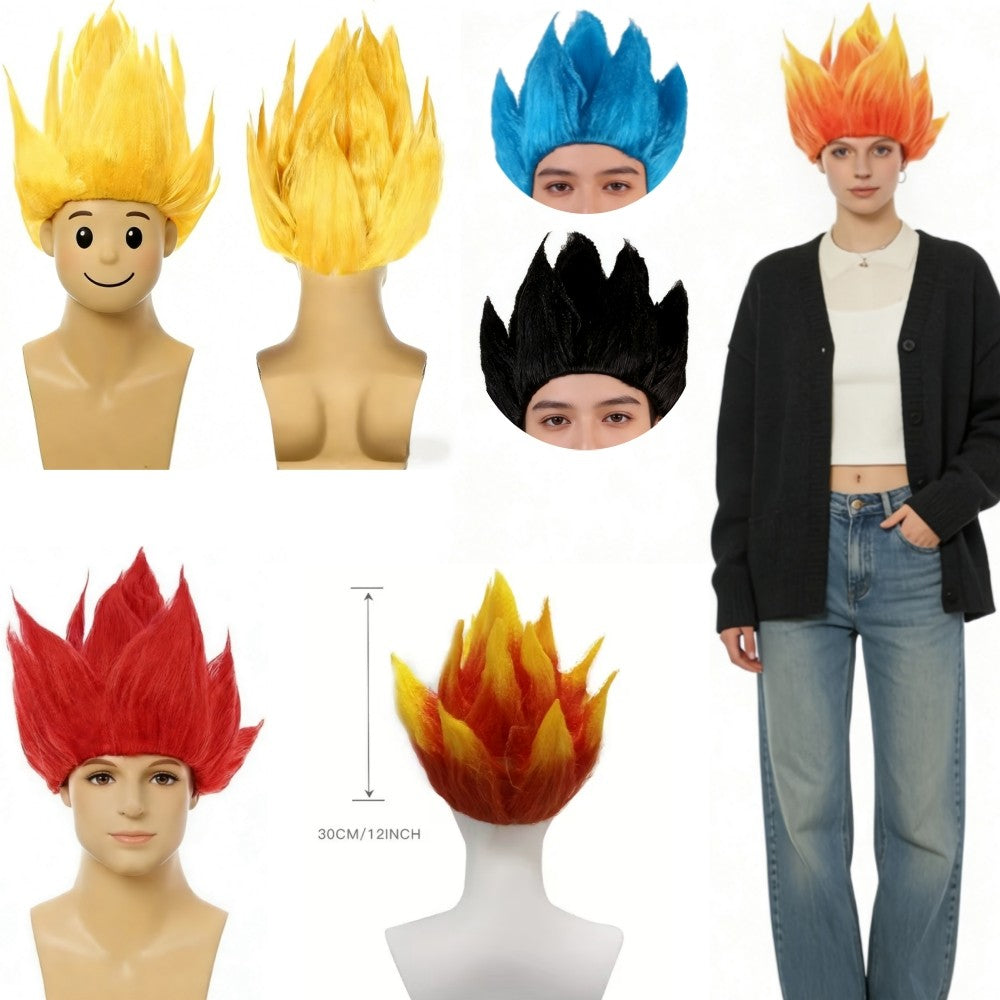 Halloween Adult Men Z Cosplay Saiyan Wigs Goku Anime Costume Party Dress Up Youth Flame Blue Yellow Green Red Wig Carnival Hair