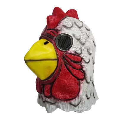 Hotline Miami Richard Rooster Mask, Cosplay Funny Animal Head Cover White Rooster Mask Halloween Party Prop Adult Latex Mask