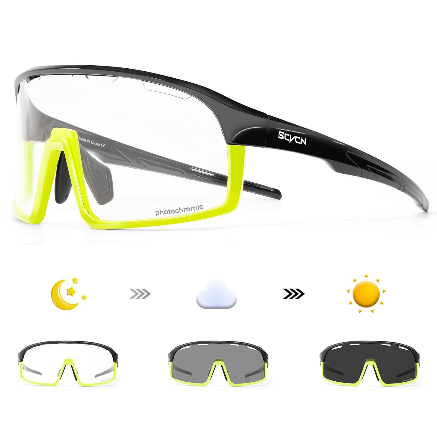 SCVCN Outdoor Photochromic Sunglasses Bicycle Cycling Glasses Women Sports UV400 Mtb Driving Bike Glasses Men Tactical Goggles
