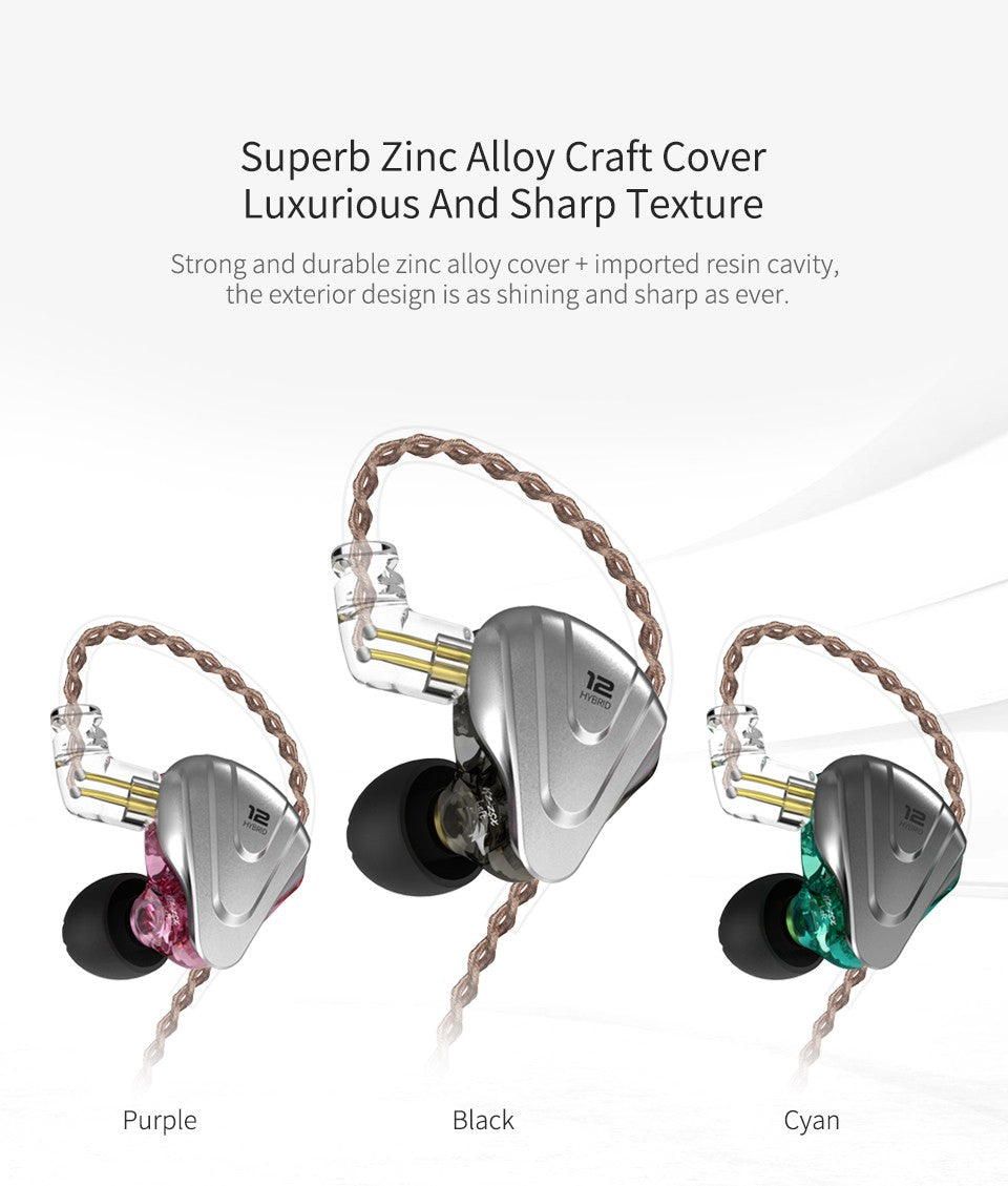 KZ ZSX Terminator Metal Headset 5BA+1DD Hybrid 12 drivers HIFI Bass Earbuds In-Ear Monitor Noise Cancelling Earphones