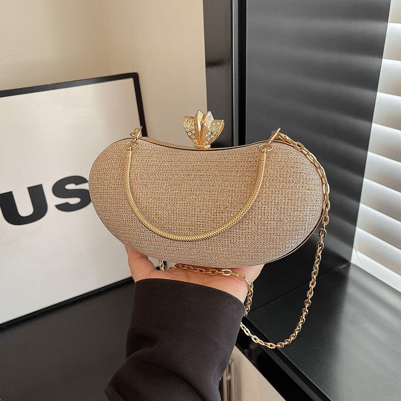 Shiny Mini Evening Bag Rhinestone Chain Purse Luxury Glitter Metal Handel Chain Clutch Elegant Wedding Dress Party Banquet Bag