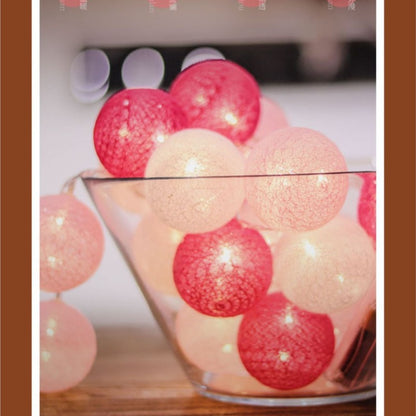 LED Cotton Balls String Lights Lantern Battery Powered Wedding Home Party Ornament Lighting Stings Christmas Decoration