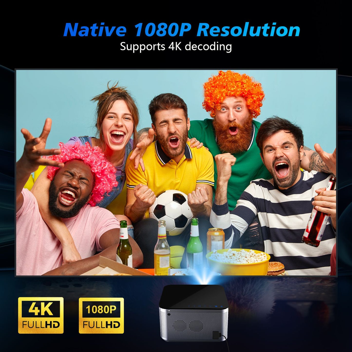Projetor Smart 4K Magcubic Android 11 580 ANSI 1920*1080P Full HD Wifi6 BT5.0 Allwinner H713 com Controle de Voz para Home Theater