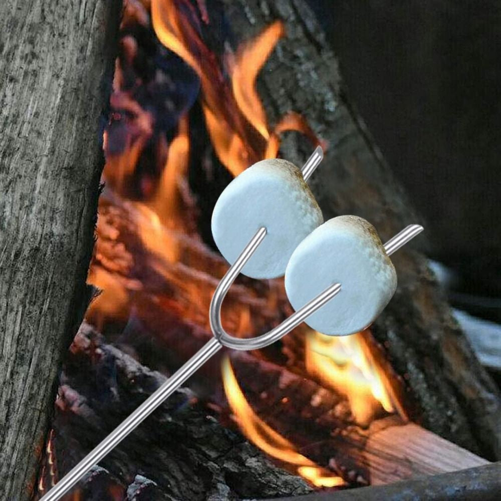 Telescopic BBQ Forks Marshmallows Roasting Sticks Stainless Steel Extendable Hot Dog Sausages Skewers Barbecue Tools