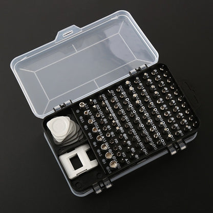 Conjunto de Ferramentas de Reparo para Desmontagem de Celulares, Computadores e Relógios com 115 Peças - Kit de Chaves de Fenda e Ferramentas para Parafusos Tipo Flor de Ameixa