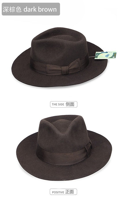New British 100% Wool Felt Hat Men Fedora Big Size Raw Edge Brim Satin Lined Gangster Hat Premium Quality