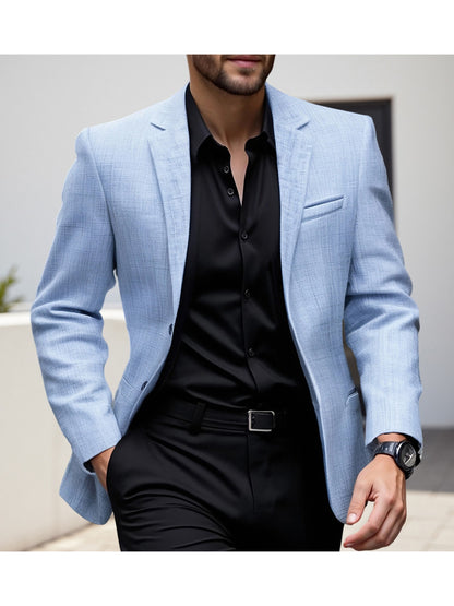 Men s Casual Blazer Single Button Stylish Solid Lapel V Neck Long Sleeve Sport Coats for Spring and Fall