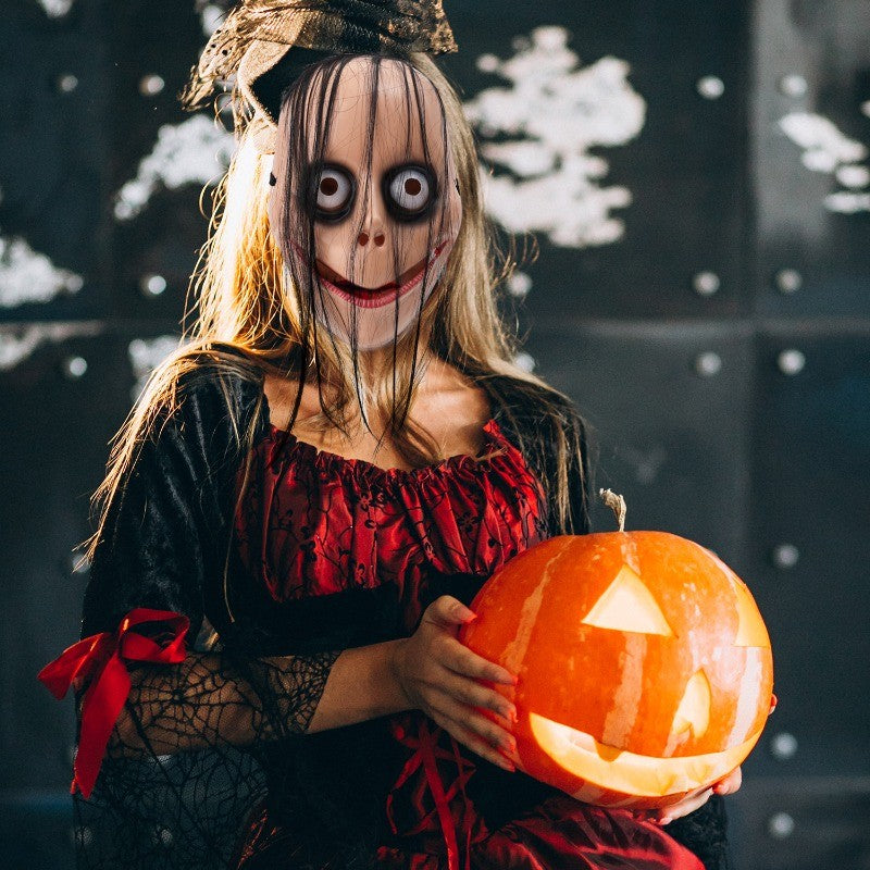 Funny Scary Halloween Mask Exaggerated Monster Face Mask Long Hair Spooky Cosplay Costume Accessory for Adults Party Deco Gift