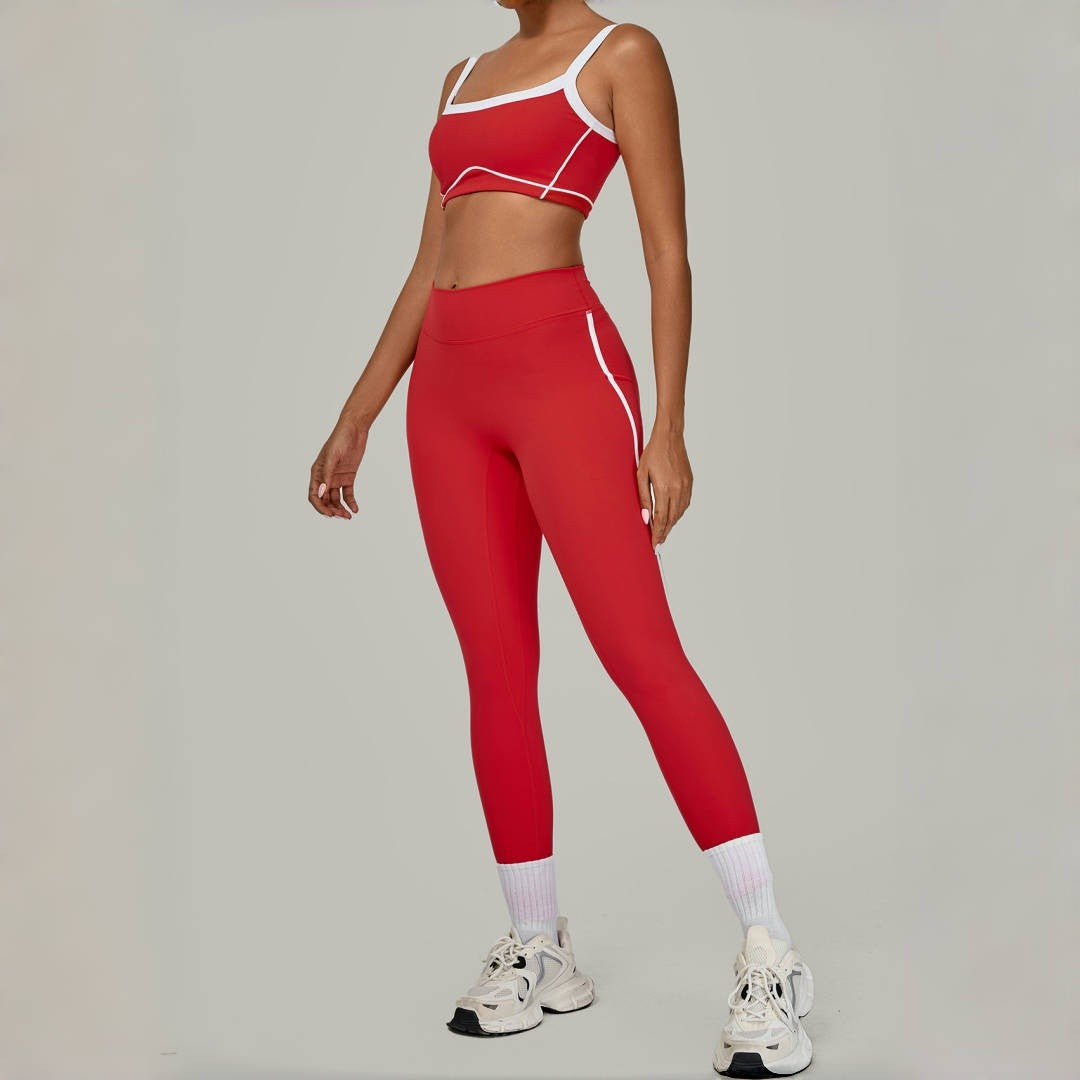 Yoga Suit Sports Fitness High Waist Peach Hip Tight Removable Padding Sports Bra Outfit Running Workout Clothes Gym Leggings Set