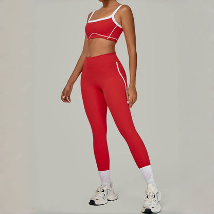 Yoga Suit Sports Fitness High Waist Peach Hip Tight Removable Padding Sports Bra Outfit Running Workout Clothes Gym Leggings Set