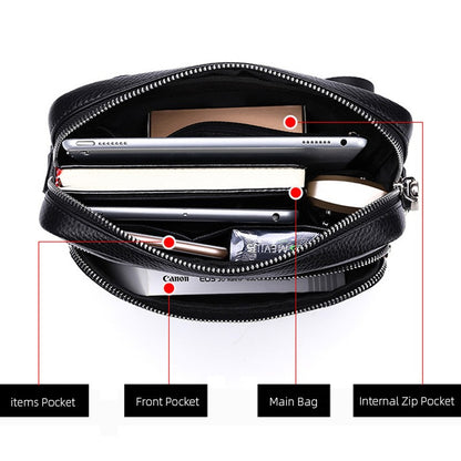 Famous Brand Small Men's Bag Genuine Leather Men Shoulder Bag Messenger Bag Fashion Business Man Crossbody Bag Cowhide Briefcase