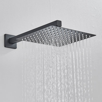 Black Concealed Shower System Rain Waterfall Bathroom Embedded Shower Faucet Set with Tub Spout