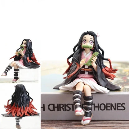 10-15cm Anime Demon Slayer Figura Kamado Tanjirou Nezuko Sentado Posição Action Figure PVC Modelo Boneca Coleção Brinquedo Presente