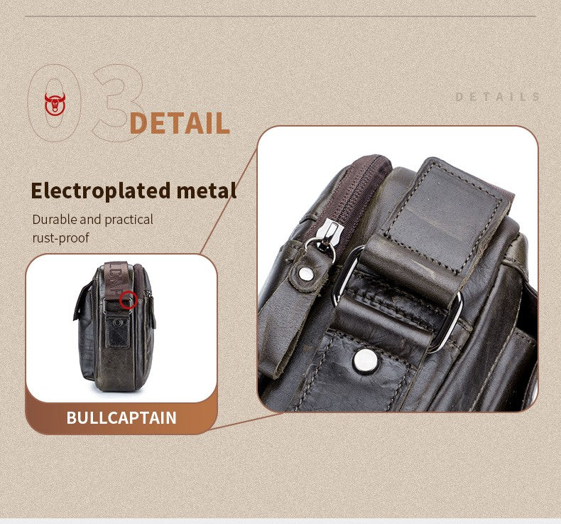 BULLCAPTAIN Genuine Leather Men's Crossbody Bag Large Capacity Casual Multifunctional Handbag A Fashion Business Briefcase