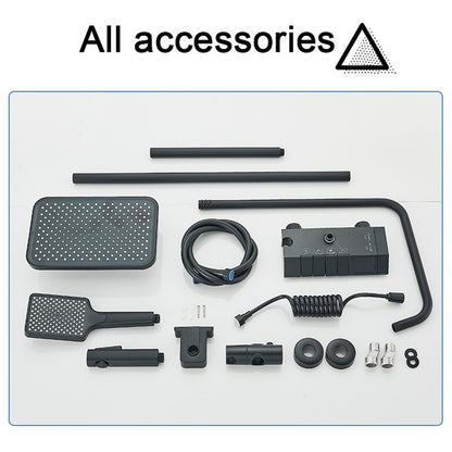 Conjunto de Torneira de Chuveiro Digital Inteligente Rozin Preto Estilo Piano Sistema de Banheiro Queda de Chuva Misturador Digital Cinza com Chuveirinho Bidê