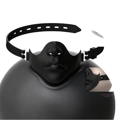 1Pc Black Resin Half Face Mask With Adjustable Buckle Strap And Realistic Human Face Design For Halloween Cosplay Costume Party