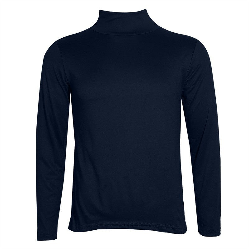 Fashion Men's Casual Slim Fit Basic Turtleneck High Collar Pullover Male Autumn Spring Thin Tops Basic Bottoming Plain T-shirt