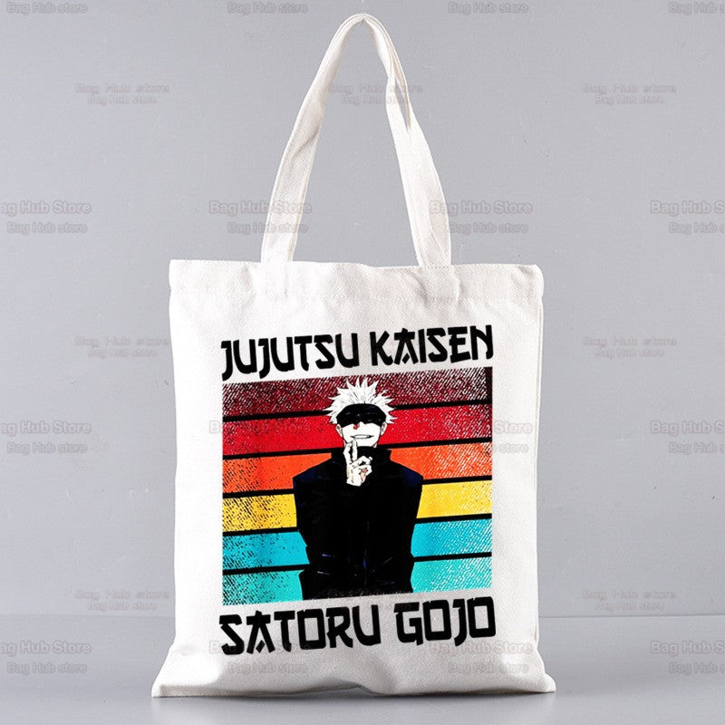 Jujutsu Kaisen Cartoon Shopping Bag Ryomen Sukuna Itadori Yuji Bolsas De Tela Shopper Okkotsu Yuta Gojo Satoru Shopping Jute Bag