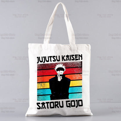 Jujutsu Kaisen Cartoon Shopping Bag Ryomen Sukuna Itadori Yuji Bolsas De Tela Shopper Okkotsu Yuta Gojo Satoru Shopping Jute Bag
