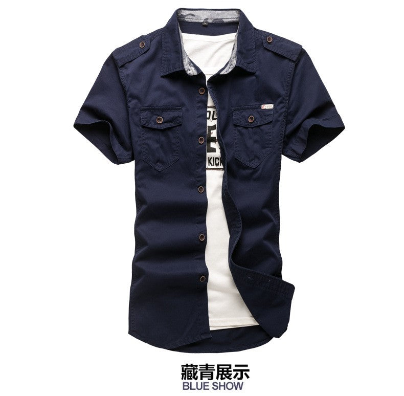 2025 New Men's Cargo Tactical Shirts 100% Cotton Short Sleeve Work Brand Military Shirt Chemise Plus size 5XL