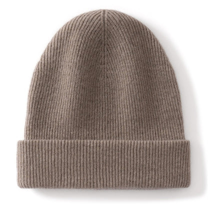 Autumn Winter New 100% Cashmere Hat Women's One-Line Hat Knitted Hat Wool Hat Ear Protection High-Quality Couple Hat