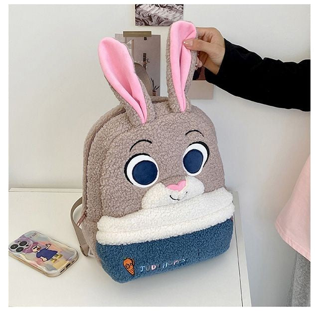 Mochila de pelúcia fofa Disney Nick e Judy, mochila de desenho animado ultraleve de grande capacidade, bolsa de boneca para estudantes, presente infantil