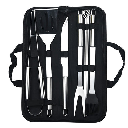 9pcs Portable BBQ tool Kit Outdoor Grill barbecue set Barbecue Set Spatula Clip Skewer With Storage Cloth Bag Grilling Tools
