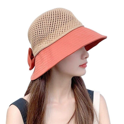 Summer Women Bucket Hat Anti-UV Sun Hats Soft Portable Wide Brim Outdoor Beach Hat Panama Cap With Storage Bag