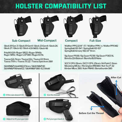Coldre de Arma de Porte Velado Tático Pistola Ambidestro IWB OWB Universal