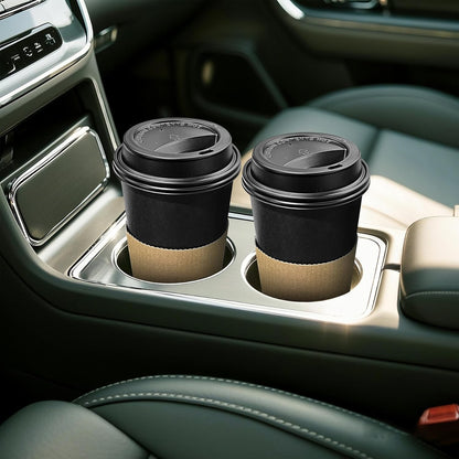 100 Copos de Café Descartáveis de 20 oz com Tampas e Luvas, Copos de Viagem Pretos Isolados e à Prova de Vazamento para Cafeterias, R