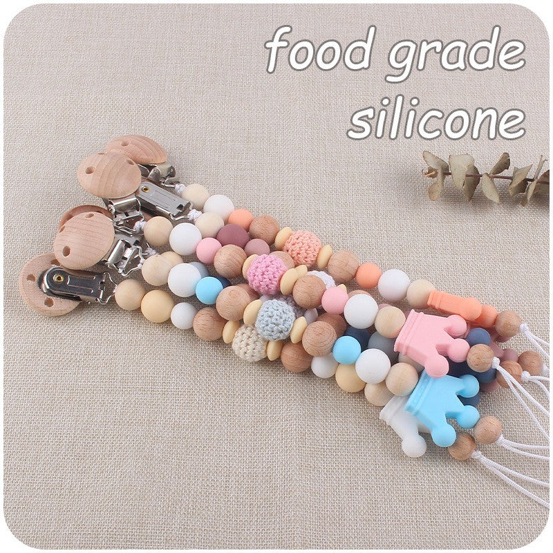 Baby Soother Nipple Clip Infant Dummy Holder Strap Pacifier Chain Silicone Beads for Baby Chew Toy Teether Teething BPA Free
