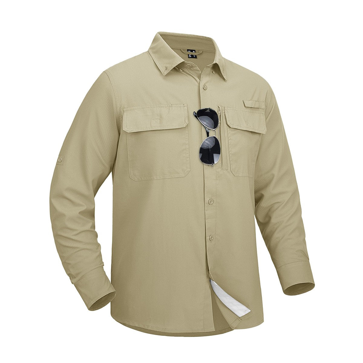 MAGCOMSEN Sun Protection Shirt Quick Dry Long Sleeve Mesh Breathable Shirt Multi Pockets Fishing Shirts Hiking Work Cargo Shirts