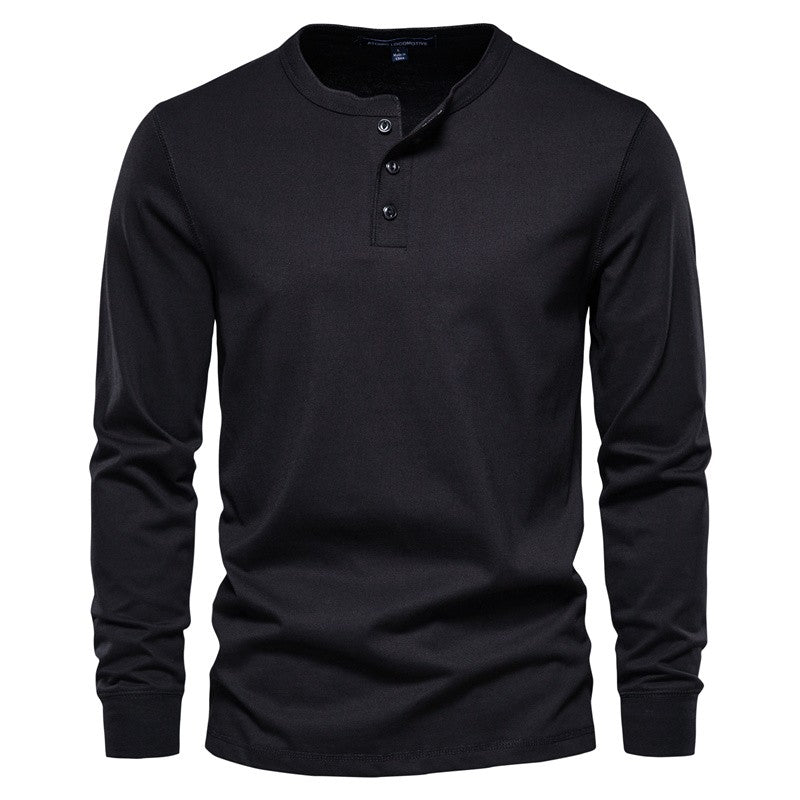 AIOPESON Henley Collar T Shirt Men Casual Solid Color Long Sleeve T Shirt for Men Autumn High Quality 100% Cotton Mens T Shirts