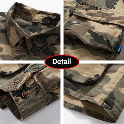 New Men Spring Long Sleeve Camouflage Cargo Casual Lapel Blouses Men High-Quality Design Outdoors Brand Clothing Shirt Male Coat
