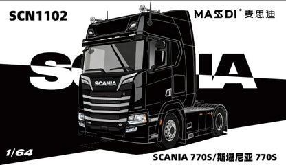 Masdi 1/64 Scania 770S V8 Caminhão Howo HW1006 Militar Verde Liga de Carro Modelo Miniatura Coleção Diecast Enfeite Modelo Hobby Brinquedo
