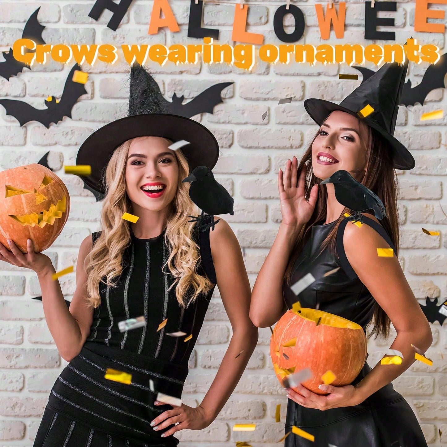 Halloween Realistic Crow Statue Shoulder Strap Style for Halloween Party Indoor Outdoor House Garden Decoration Christmas Party