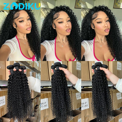 Cabelo Cacheado Tipo Kinky Cacheado 3 Peças 26 Polegadas Completo Cacheado Birmanês 100% Cabelo Humano de Alta Densidade Extensão de Cabelo Jerry Cacheado Bruto
