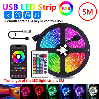 Motorcycle LED Strip Lights 5050 RGB Bluetooth APP Remote Control USB Christmas Decorative Lights for Motorcycle Room Decor