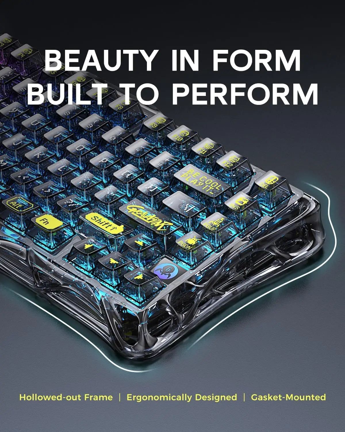 Teclado Mecânico Gravastar K1 Sem Fio Bluetooth em Liga de Alumínio Tri-Modo RGB Acessórios de PC para Jogos E-sports