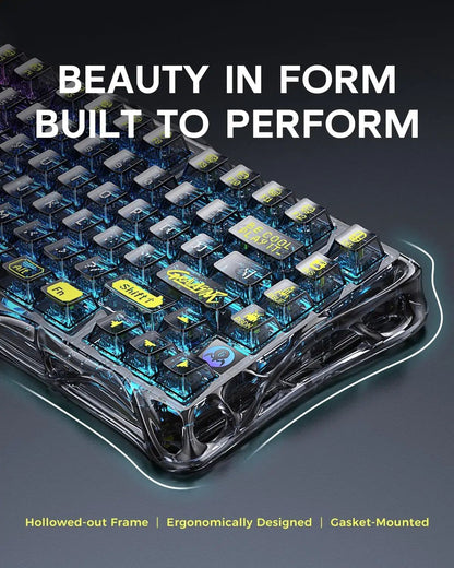 Teclado Mecânico Gravastar K1 Sem Fio Bluetooth em Liga de Alumínio Tri-Modo RGB Acessórios de PC para Jogos E-sports