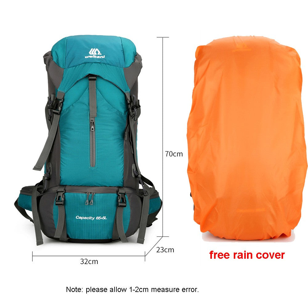 Mochila de acampamento em nylon 70L, bolsa de viagem com capa de chuva, mochila para caminhada ao ar livre, mochila de montanhismo, bolsas de ombro masculinas, bagagem