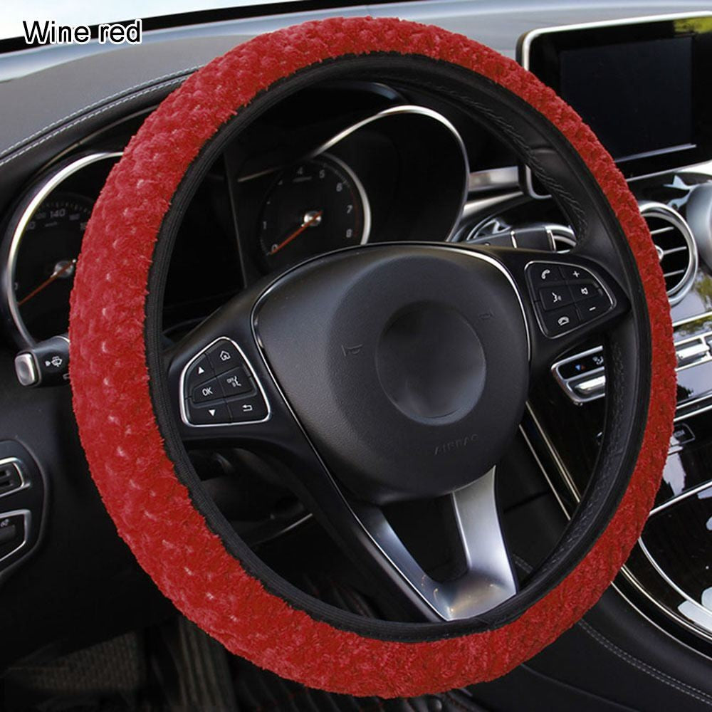 Capa de Volante de Carro de Veludo Pérola de Inverno Acessório para Carro Proteção Antiderrapante Quente Pelúcia Macia