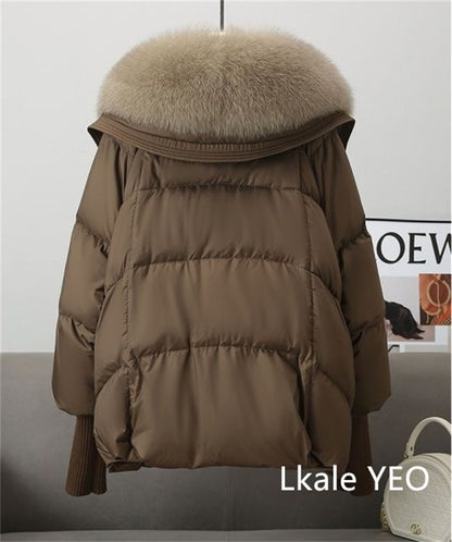 Women's Winter Parka Coat 2025 Casual Korean Version Lady Outerwear Temperament Thicken Big Fur Collar Ladies Down Cotton Jacket