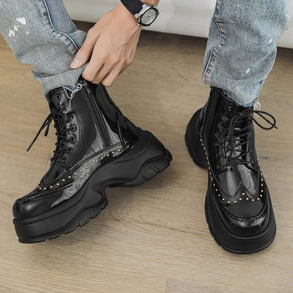 Men's high-top trendy shoes for autumn/Winter 2025, thick-soled height-increasing shoes