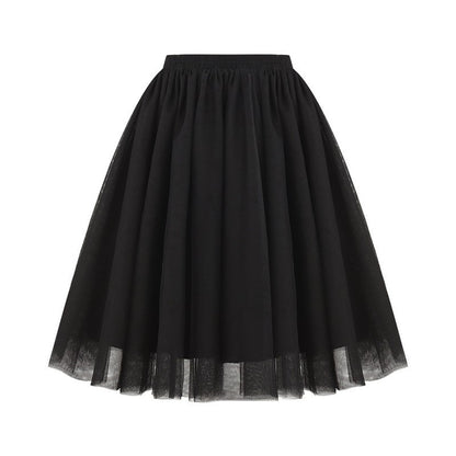 New Women's Tulle Skirt 50s Rockabilly Petticoat Tutu Underskirt Retro Ballet Dance Skirt 3-Layer Tulle Ballet Carnival Costume