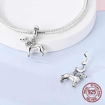 925 Sterling Silver Dog Charms French Bulldog Poodle German Shepherd Beagle Dachshund Pendants Fit Bracelets DIYJewelry Gift